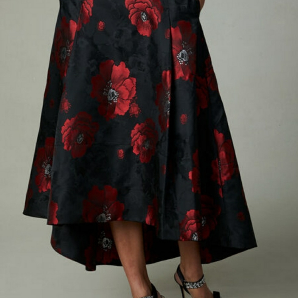 NWT Melanie Lyne gorgeous red floral print skirt